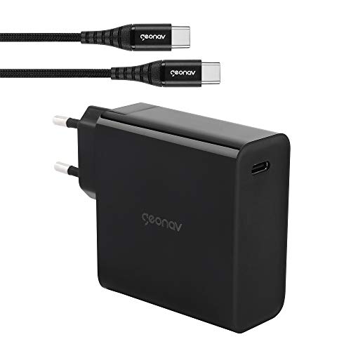 Geonav Carregador para Notebook via USB-C, 65Watts, Power Delivery (PD),acompanha cabo 2 metros USB-C/USB-C, CH65WPDBK, Preto