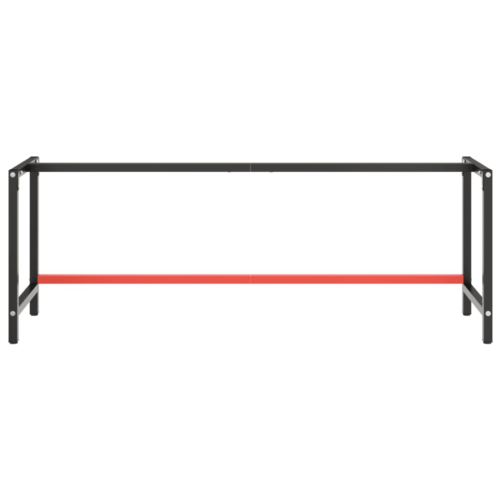 Marco de banco de trabajo (220 x 57 x 79 cm, metal), color negro y rojo mate