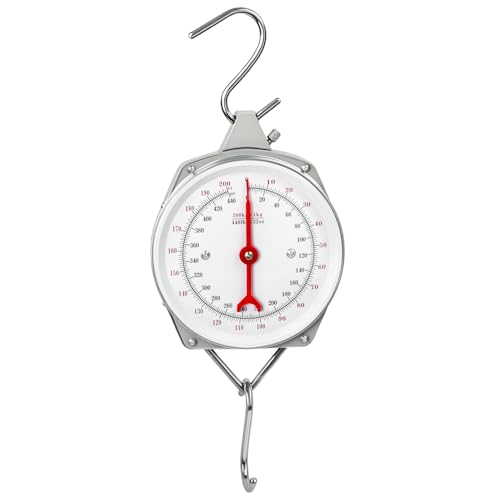 QWORK® Báscula colgante, báscula para maletas con gancho, gris, 200 kg