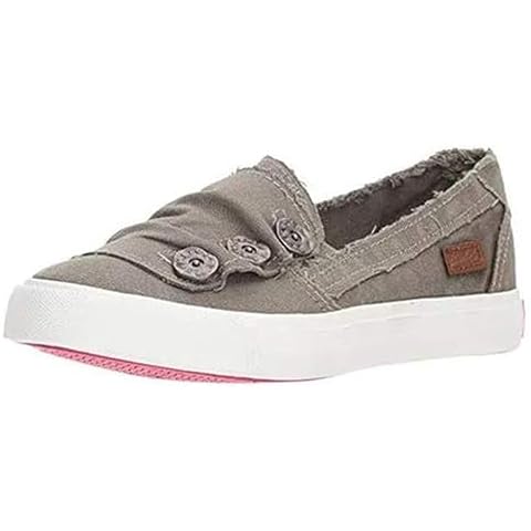 Women's Canvas Casual Buttons Flats Shoes Slip-on Round Toe Breathable Comfortable Lightweight Ballet Low Top Lazy Walking Shoes (Grey,10,Women,10) Cover