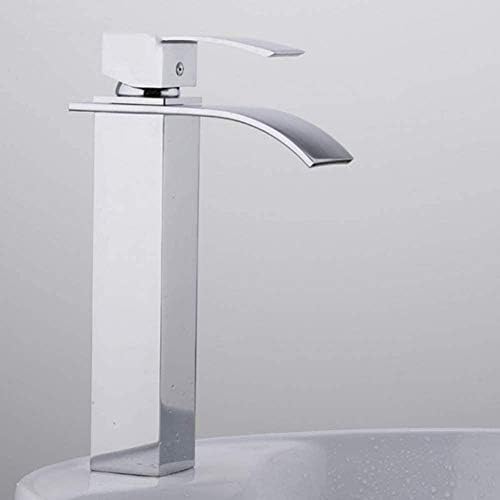 Robinet mitigeur cascade pour lavabo de salle de bains en acier chromé
