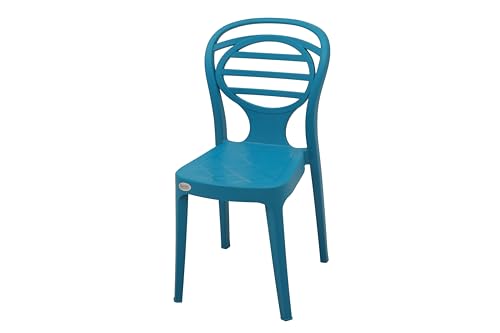 Image of Oaknest Supreme Oak Armless Plastic Dining Chair | Compact & Ergonomic Design for Home, Living Room, Balcony & Outdoor Seating | Color : Oxford Blue, Set of 4