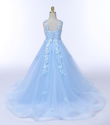 Flower Girl Dresses for Wedding Tulle Lace Appliques Princess Pageant Dress Sleeveless Birthday Party Ball Gown4