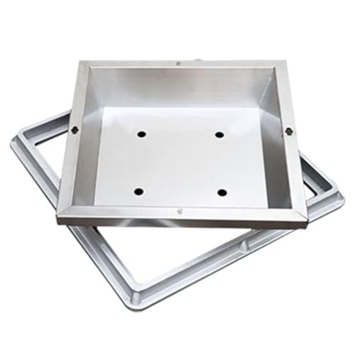 Image of Stainless Steel Sewage Cover For Gardens, Schools, Streets, Embedded Manhole Lid With Drainage Holes, Metal Inspection Board For Parking Lots/Residential Complex(16″ x 12″ x 4.8″)