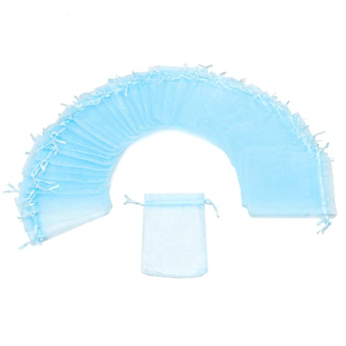 Image of Dealglad 50pcs Drawstring Organza Jewelry Candy Pouch Christmas Wedding Party Favor Gift Bags (3x4, Sky Blue)