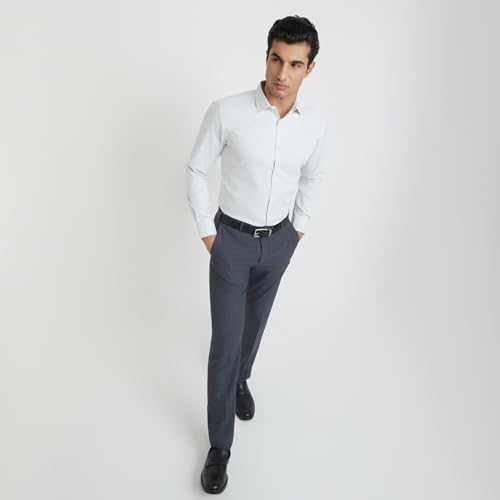Image of Park Avenue Men Cotton blend Slim Fit Structure Pattern Semi Cutaway Collar Formal Shirt