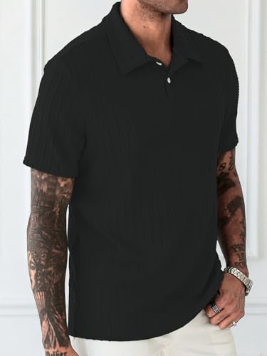 Image of Leriya Fashion Branded Polycotton Tshirt For Man | Men's Summer Textured Polo T-Shirt | Stylish Half Sleeve Collared Tee | Soft Breathable Knit Fabric | Regular Fit Casual Polo for Office, Travel & Everyday Wear