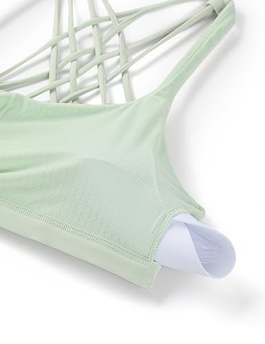 Image of CRZ YOGA Naked Feeling Strappy Sports Bras for Women - Criss Cross Back Wireless Padded Cami Yoga Workout Top