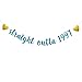 Straight Outta 1997 Banner, Pre-Strung, No Assembly Required, Funny Blue Glitter Paper Party Decorations for 26th Birthday Party Supplies, Letters Blue,ABCpartyland
