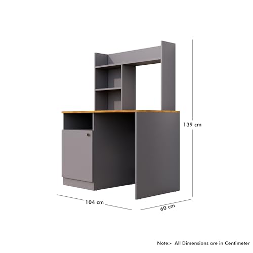 Image of Bniture Wooden Study Table for Home | Engineered Wood Study Table with Bottom Storage Shelf | Multi Purpose Computer Desk for Writing & Study | Laptop Table for Study Room | Slate Grey & Giant Wood
