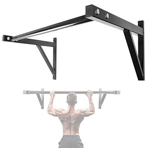 IRONWALLS Pull Up Bar Wall Mounted Home Gym, 500lbs Capacity Heavy Duty Iron Chin Up Bar Upper Body Workout Bar for Strength Training Equipment, Fitness Exercise Frame for Indoor Outdoor Use