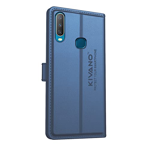 Image of KIVANO Vivo Y17 Professional Series Wallet Case | Luxurious Design | Premium | PU Leather Flip Case Back Cover - Dark Blue