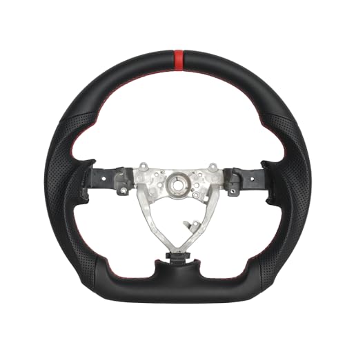 JIANGGAI Full Leather Steering Wheel, D-Shaped Flat Bottom Perforated Leather Grip Steering Wheel Fit for Toyota FJ Cruiser 2007-2017