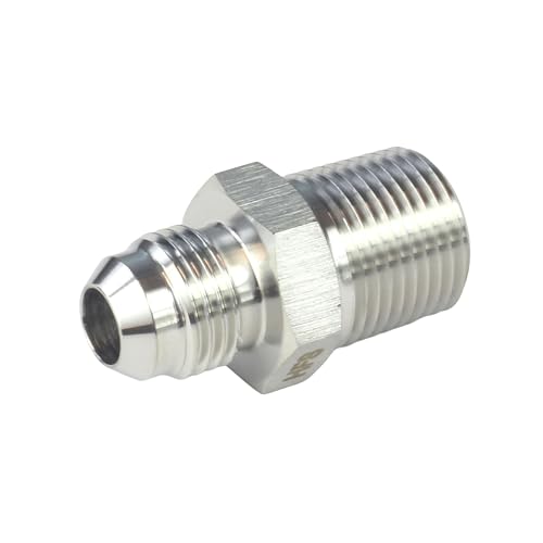 Image of HFS(R) 3 /8 inch NPT Male to 3 /8 inch JIC Male Adapter Flared Tube Fitting Pipe Connector Stainless Steel 304