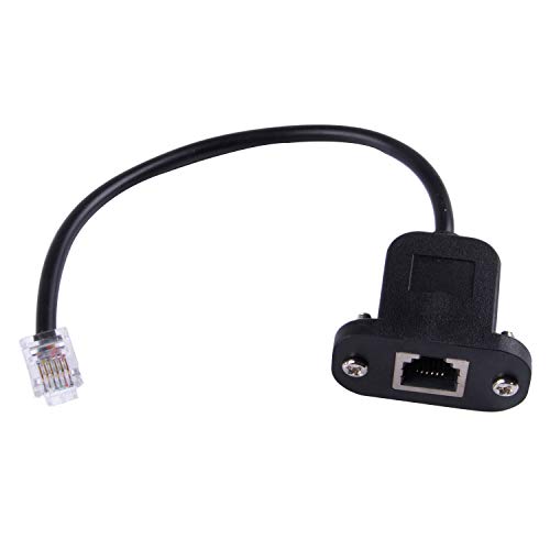 RJ12 6p6c Hembra a Macho Teléfono Panel Montaje Lan Red Ethernet Cable Extensión 15cm Cover