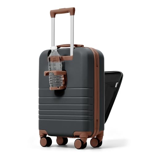 Image of 20 Inch Checked Suitcase with TSA Lock Travel Duffel Bag Wet-Dry Toiletry Bag, Black Front-Opening