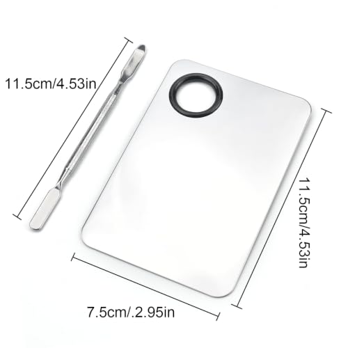 Stainless Steel Makeup Palette with Spatula，Cosmetic Mixing Palette for Foundation, Concealer & Nail Art, Professional Beauty Artist Tool for Makeup Mixing & Application image 5