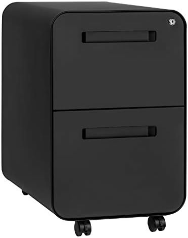 Laura Davidson Furniture Stockpile 2-Drawer Modern Mobile File Cabinet, Commercial-Grade (Black)