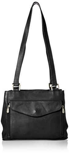 Double Compartment Shoulder Bag, Black, One Size