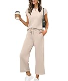 VIOPY Conjunto de 2 Piezas para Mujer Top Manga Corta Pantalón Cropped con Bolsillos Casual para Verano, Viajes y Playaes...