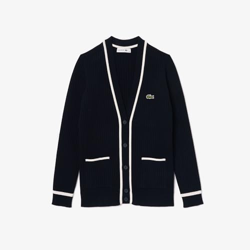Lacoste AF6921-10 Women's 3D Knit Cardigan, multicolor (navy