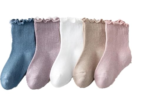 Generic 15 Pairs Girls Socks, (Three pairs of each color) Casual Ruffle Socks, Cute Cozy Ruffle Knit Socks for All Seasons.
