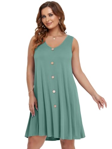 Image of BELAROI Summer Dresses for Women Beach Tshirt Sundress V Neck Casual Swing Tank Dress Swimsuit Cover Ups Pockets