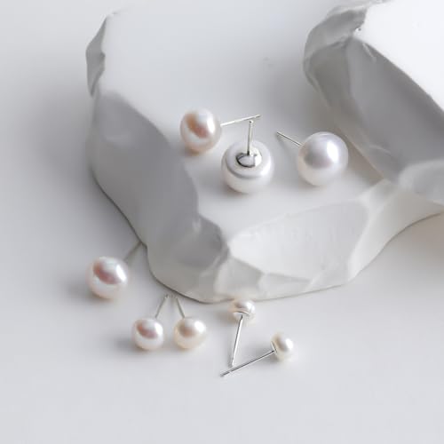 Small Pearl Earrings,Handpicked Freshwater Pearl 6~10mm,Sterling Silver Stud Hypoallergenic Earrings For Women,Perfect For Gift4