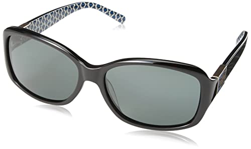 Kate Spade New York Women's Annika Rectangular Sunglasses, Black & Blue/Gray Polarized, 57 mm