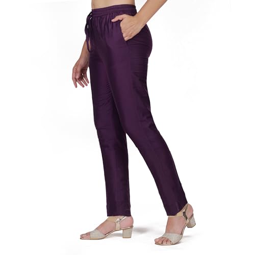 Image of Trouser Pants for Women,Stylish Trousers for Woman for Kurti Relaxed & Regular Straight fit Palazzo,Ethnic Bottom Formal Pants for Women Office wear Casual & Daily Use