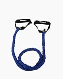 BOOMFIT Cinta Elastica Fitness con Asas (Nivel Medio, Azul) – Banda Elastica Musculacion Recubierta de Tejido para Entrenamiento de Fuerza, Tonificación y Pilates en Casa o Gimnasio