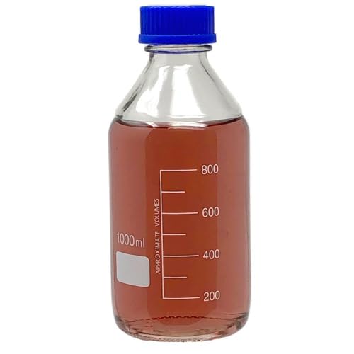 Karter Scientific 1000ml Glass Media Storage Bottles, Round, with GL45 Screw Cap, 251N11 (Case of 10)