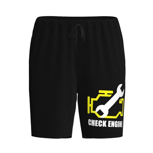 Check Engine Light Mechanic Auto Repair Pajama Shorts for Men, Men's Pajama Bottoms, Sleepwear for Summer3