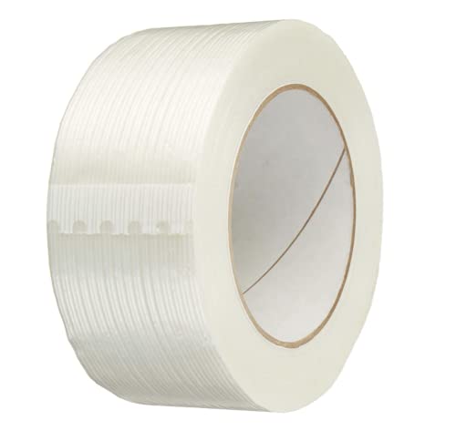 GGR Supplies Fil-810 Fiberglass Reinforced Heavy Duty Mono/Uni-Directional Filament Strapping Tape with Rubber Adhesive. 60 Yards (12, 2" (48mm) X 60 Yds)