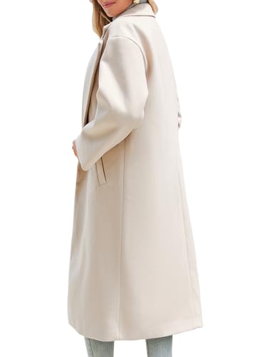 Bnycuml Women's Winter Wool Coat Notch Lapel Single Breasted Casual Mid Long Pea Trench Coat