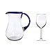 NOVICA Artisan Crafted Blue Accent Clear Glass Recycled Hand Blown Pitcher from Mexico, 82 Oz, 'Blue Grace'