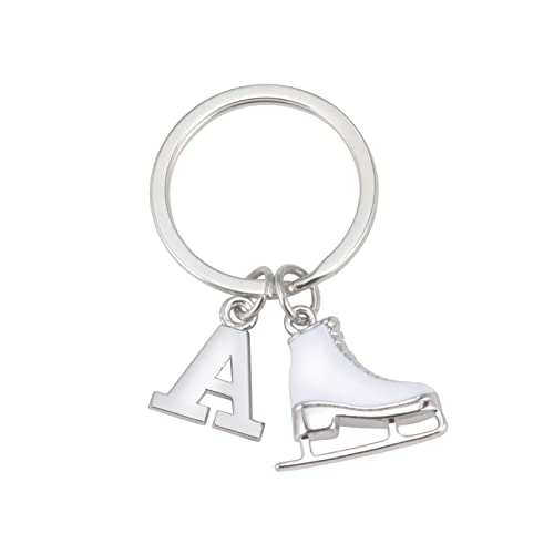 LIKGREAT Pattino di ghiaccio portachiavi figura pattinaggio Keychains iniziale pattinaggio su ghiaccio fascino portachiavi inverno Natale decorazione regali per le donne ragazze (A)