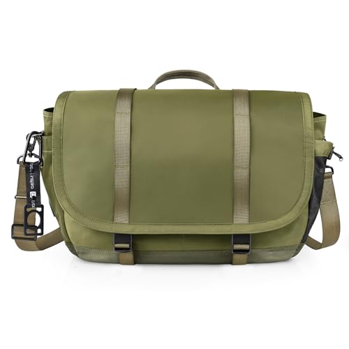 travel inspira Messenger Bag for Men/Women, Anti-theft Men's Laptop Bag 16 inch Water Resistant Crossbody Satchel Bags Computer Work Office College Bag with Shoulder Strap, Army Green