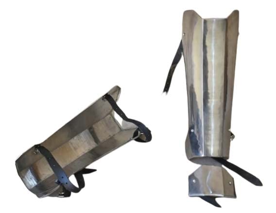 ACTIVE INDUSTRIESMedieval Mandalorian Leg Guard 18 Gauge Steel Mandalorian Halloween Costune Silver Polish