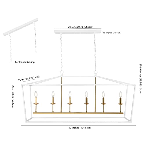 Image of JONATHAN Y Pagoda 6-Light Pendant 49 inch Cage, White