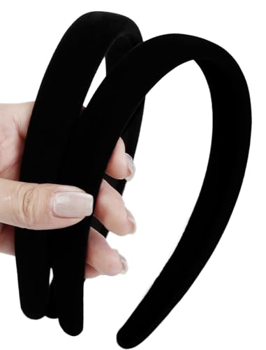 Huachi Headbands for Women Non Slip Trendy Headbands for Womens Hair Cute Headband for Girls Black Velvet Head Bands Elastic Hair Bands for Womens Fashion Accessories for Women