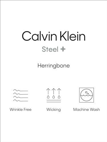 Calvin Klein Men's Regular Fit Non Iron Herringbone Solid, Smoke, 16.5/36-37 - image 4