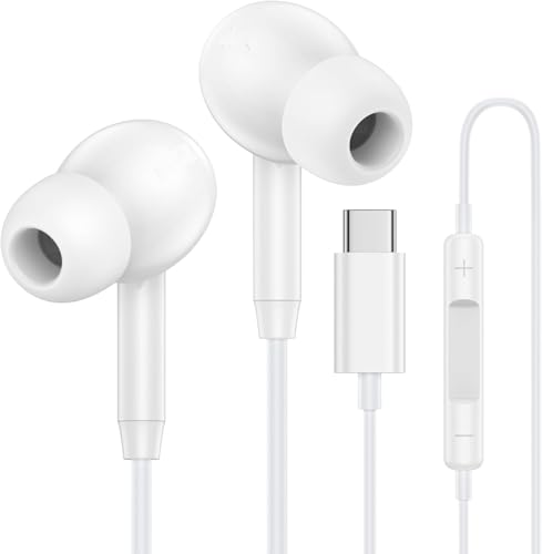 Image of Type C Earphones Compatible with iPhone 16 /16 Plus /16 Pro /16 Pro Max, 15 /15 Plus /15 Pro Max, & Android, Wired Headphones with Mic, Stereo Sound 17 Series, HiFi Stereo Sound