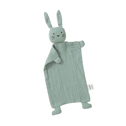 Image of okdiy Organic Cotton Bunny Loveys for Babies,Newborn Baby Lovey Security Blanket,Lovies for Babies New Born Baby Unique Neutral Gifts Boys and Girls (Bunny1-Green)