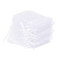100 Sachets Organza 10x15 Cm Blancs - Pour Bonbons, Mariage, Bijoux, Cadeaux, Fêtes