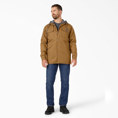 Image of Dickies Men's Fleece Hooded Duck Shirt Jacket With Hydroshield