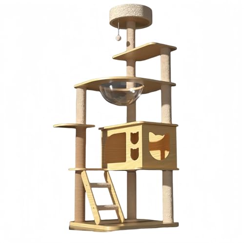 Poecuoa キャットタワー 猫の登山フレーム 猫タワー 猫用品 キャットウォーク くず猫の家具と スクラッチポスト 運動不足 ストレス解消 安定性良い キャットランド ペット 小型・中型の猫に適しています 猫のおもちゃ 愛好家に贈り物を(E)