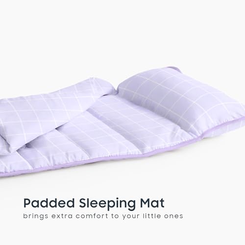 Image of Wake In Cloud - Toddler Nap Mat with Pillow and Blanket, for Kids Boys Girls Ages 3 Plus in Kindergarten Daycare Preschool Pre K, Roll Up Sleeping Bag, Gingham Grid Checkered