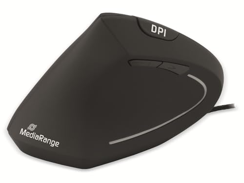 MEDIARANGE Ergonomic 6-Button Mouse with Optical Sensor for Left-handers, Wired, Black
