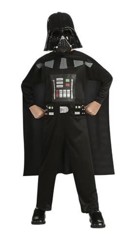 Rubies Disfraz Darth Vader OPP barato en caja para niños y niñas, Jumpuitt, capa y máscara, Oficial Star wars para Carnaval, Navidad, Cumpleaños, Fiestas y Halloween.